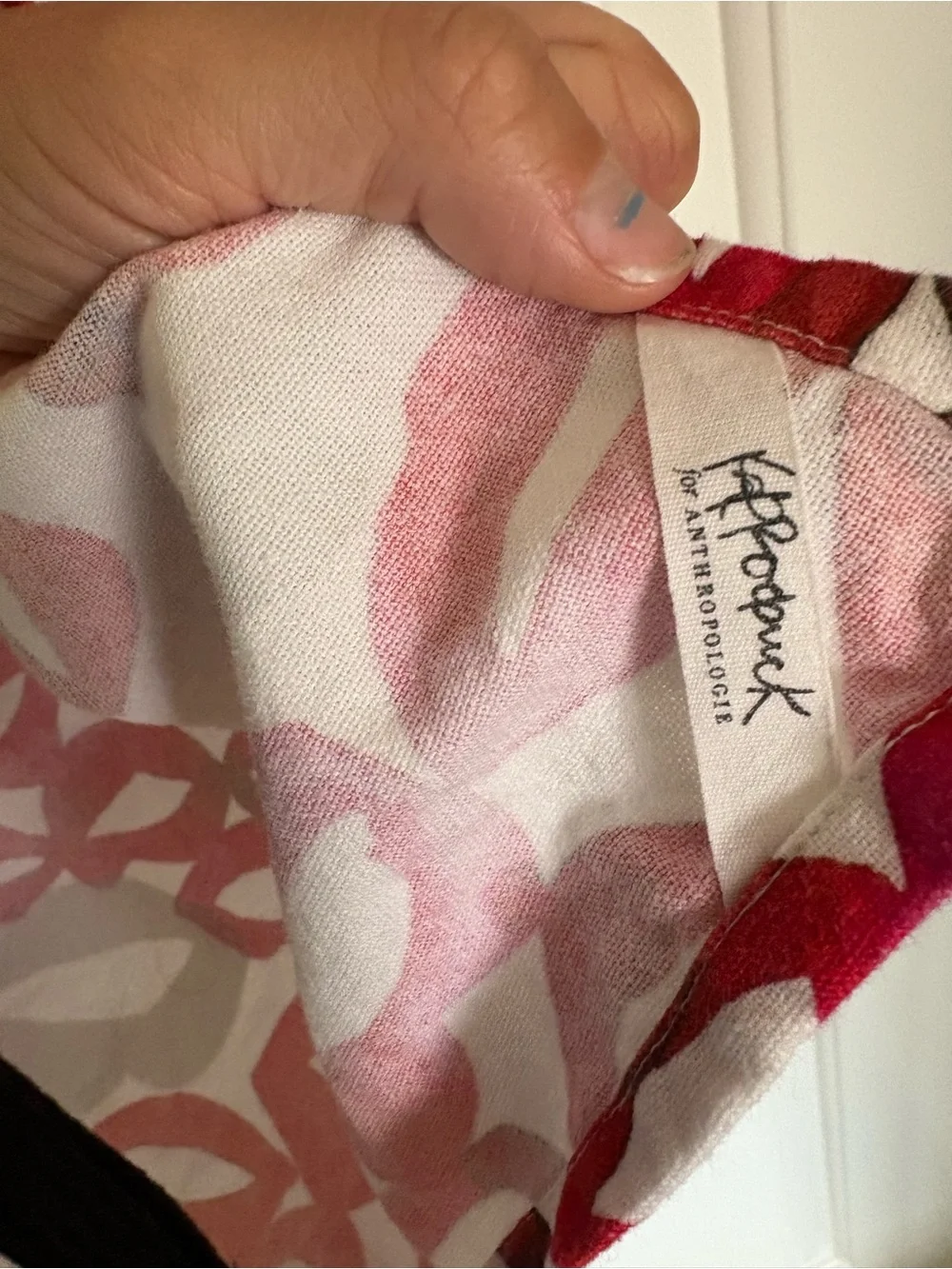 Anthropologie Red & Gold Patterned Dish Towel